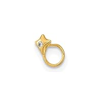 14k Gold 22 Gauge Square With CZ Cubic Zirconia Simulated Diamond Nose Ring Body Jewelry Measures 7.02x3mm Wide Jewelry Gifts for Women
