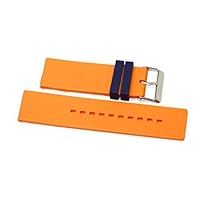 24MM Orange Dark Blue Rubber Waterproof Sport Diver Watch Band Strap