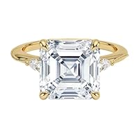 5 CT Wedding Ring Three Stone Moissanite Ring Promise Gifts for Her Asscher Cut Ring Milgrain