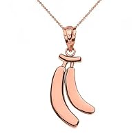 SOLID ROSE GOLD BANANA BUNCH PENDANT NECKLACE