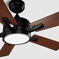 Smart Ceiling Fan 56'' 5-Blade with Remote Control, DC Motor with 10 Speed, Dimmable LED Light Kit Included, Apex Works with Google Assistant and Amazon Alexa, Siri Shortcut (Wood Reversible Blades)