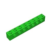 Gobricks GDS-627 TECHNIC Brick 1X8-1x8 7-Hole Brickwork Compatible with Lego 3702 All Major Brick Brands Toys Building Blocks Technical Parts Assembles DIY (37 Bright Green(043),10 PCS)
