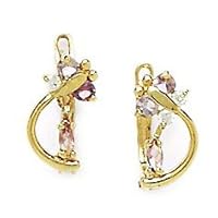 14k Gold Birth Month CZ Cubic Zirconia Simulated Diamond Bee Leverback Earrings Jewelry for Women in White Gold Yellow Gold Choice of Birth Month and Variety of Options