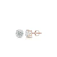 VVS Gems VVS Certfied 18K White Gold/Yellow Gold/Rose Gold Diamond Stud Earrings For Women With Round Screw Backs - 3 Different Size Available