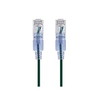 Monoprice Cat6A Ethernet Patch Cable - Snagless RJ45, 550Mhz, 10G, UTP, Pure Bare Copper Wire, 30AWG, 10-Pack, 7 Feet, Green - SlimRun Series