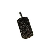 2.00 CT Round Cut Black Diamond Dog Tag Pendant Men's Charm Real 925 Sterling Silver for Festival Day Gift
