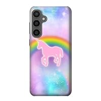 jjphonecase R3070 Rainbow Unicorn Pastel Sky Case Cover for Samsung Galaxy S23 FE