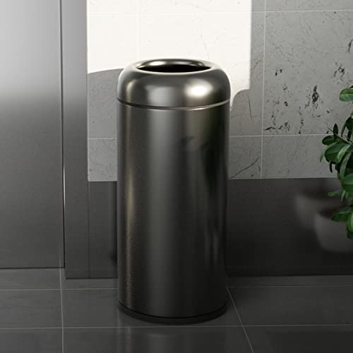 WICHEMI Trash Can Outdoor Indoor Garbage Enclosure, Commercial Trash Bin  with Lid Open Top Inside Cabinet Large Metal Garbage Can Stainless Steel