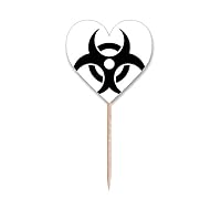 Checal Toxic Radiation Harmful Pattern Toothpick Flags Heart Lable Cupcake Picks