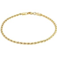 10K Gold 1.5MM Diamond Cut Rope Chain Anklet - 10