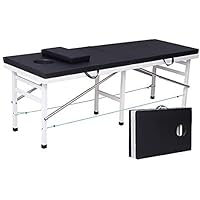 Home Beauty Bed Folding Portable Massage Table, Adjustable Physical Therapy Table, Lightweight Facial Spa Bed Tattoo Beauty Therapy Couch Bed for Facial Salon Spa Tattoo, Easy to Carry,Black
