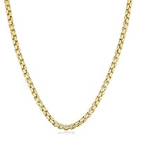 The Diamond Deal 14k REAL Yellow or White SOLID Gold 2.4mm Shiny Round-Box Chain Necklace for Pendants and Charms with Lobster Claw Clasp (for Men, Women or unisex Jewelry) (16
