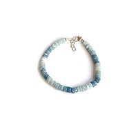 Natural Blue Opal Bracelet 8 Inch With Sterling Silver Lobster Clasp, Graduated Heishi Tyre Beads, Smooth Cut, Opal Bracelet, Fine Silver Jewelry