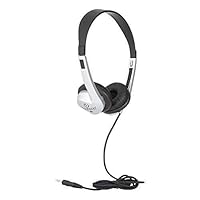 Egghead Heavy-Duty Kids' Stereo Headphones with Padded Ear Cups and 4' Cord, Adjustable Tangle-Free Stereo School Headphones, Pack of 20, Black/Silver