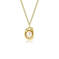 Necklaces for Women Sterling silver necklace pearl pendant gift box 18K gold plated for Teen Girls Simple Jewelry