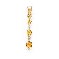 14k Yellow Gold Citrine and Diamond Pendant Necklace Jewelry for Women