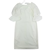 Calvin Klein Women's Boatneck Bell Sleeve Sheath Dress (Cream, 4)