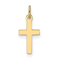 14k Gold Polished Solid Religious Faith Cross Pendant Necklace Measures 14.82x6.5mm Wide 0.3mm Thick Jewelry for Women