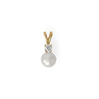 14k Gld Plated 925 Sterling Silver CZ and Cultured Freshwater Pearl Slide Drops 14.5mm 3mm CZ Layered o Jewelry for Women