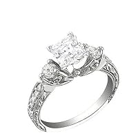 Intriguing Antique Diamond Engagement ring 1.00 Carat Princess Cut Diamond on 10k White Gold