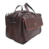 Radha Arya Brown Faux Leather Look 18 inch Tool bag for technician, Formal Office Messenger Briefcase with Adjustable Shoulder Cross Body Sling Strap for Men and Women