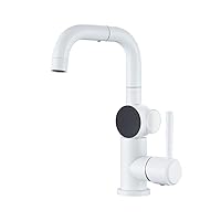 Faucets,Multi-Directional Swivel Basin Faucet,Bathroom Hot and Cold Faucets with Temperature Digital Display, Single Handle Faucet for/Bar Sink/White