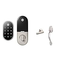Nest x Yale Lock with Matching Handleset and Lever Interior - Smart Lock with Knob for Keyless Entry - Satin Nickel