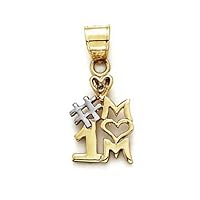 14k Two Tone Gold Number One Mom Diamond Pendant Necklace Jewelry for Women