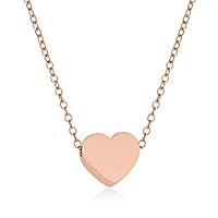 URBIUTF Women's Necklace Stainless Steel with Heart Shaped Pendant, Chain Length Adjustable 45 cm + 5 cm, Heart Pendant Chain Women's Jewellery Gift