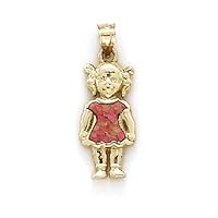 14k Yellow Gold Girl Simulated Opal Pendant Necklace Jewelry Gifts for Women