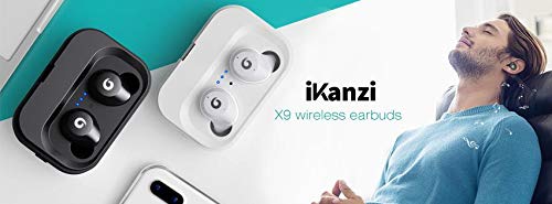 [Updated Version] Wireless Earbuds Bluetooth Headphones IKANZI iPX7 Waterproof 72H Cycle Play Time, 2200mAh Bluetooth 5.0 Auto Pairing Wireless Earphones Bluetooth Headset with Charging (Bright Black)