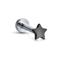 Titanium Labret Monroe Ear Cartilage Threadless Push Pin Nose Stud Star Choose Your Size & Gauge