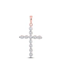 2.00 CT Round Cut Diamond Cross Pendant Necklace 14K Rose Gold Over Free Chain for Women's