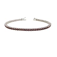 RKGEMS 925 Silver Bracelet- Garnet Bracelet- 4MM Round- January Birthstone Bracelet- Garnet Silver Bracelet- Wedding Gift- Thin Bracelet- Gift