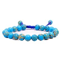 Natural Blue Copper Turquoise Round Smooth Beads 8 mm Adjustable Bracelet TB-4 For Girls,Man,Woman,Friend,Gift,Boys,FriendshipBand
