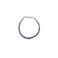 30 Cts, Natural Tanzanite Sterling Silver Bracelet 8 Inch, Faceted Rondelles Beads, Sterling Silver Jewelry, Tanzanite Jewelry