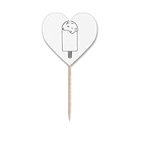 Black Outline Sesame Ice Popsicles Toothpick Flags Heart Lable Cupcake Picks