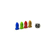 | 5PCS Rocket Meeple Figures | Board Game Pieces, Dark Green