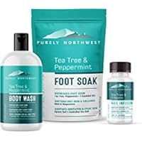 Tea Tree Foot & Body Soak and Tea Tree Body Wash plus Nail Infusion-Soothes Dry, Burning & Itchy Skin-Refreshes Unwanted Foot Odor-Restores Unhealthy Nails-Purely Northwest