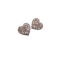 1.83 Cttw Natural Round Cut White Diamond Dome Heart Stud Earrings Solid 14K Rose Gold (Color I-J, SI Clarity)