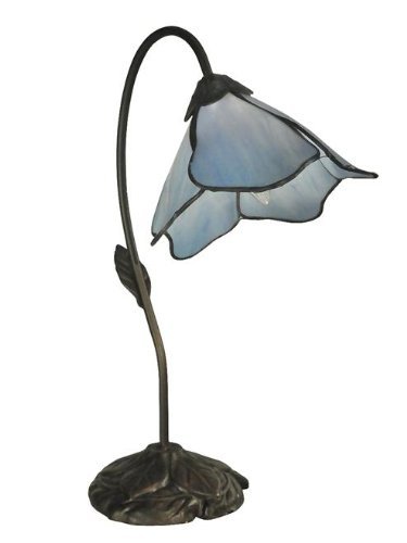 Dale Tiffany TT12145 Poelking 1-Light Blue Lily Table Lamp, 12.0