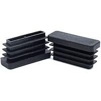 Yoohey 20PCS (13mm x 38mm) 1/2 x 1 1/2 Black Rectangle End Caps Plastic Square Rectangle Furniture Foot Table Chair Legs Tube Inserts Threaded End Blanking Caps Protector