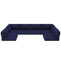 14 Piece Outdoor Furniture Replacement Waterproof Cushions, Fits 6-Seat Rattan Wicker Sectional Conversation Sofa Set - Fade-Resistant Patio Furniture Cushions for Outdoor Sectional