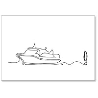 Abstract Boat with Exclamation Mark As Line Drawing Fridge Magnet
