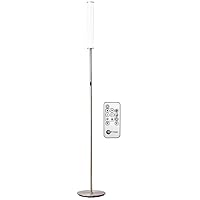 O’Bright LED Cylinder Floor Lamp with Remote Control, Full Range Dimming, Adjustable Color Temperature 3000K-6000K, Minimalist Standing Lamps for Living Room, Bedrooms and Office, Brushed Nickel