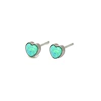 Heart Shaped Opal, Titanium Hypoallergenic Bezel Stud Earrings, For Sensitive Ears
