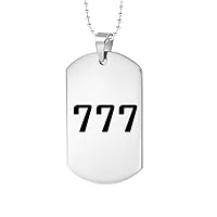 Men's Angel Number Necklace Stainless Steel Square Dog Tag Pendant Numerology Jewelry for Women