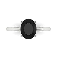 2.0 carat Oval Cut Solitaire Natural Black Onyx Proposal Wedding Bridal Anniversary Ring 18K White Gold
