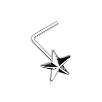 WildKlass Jewelry Nautical Star Icon L-Shaped Nose Ring 316L Surgical Steel