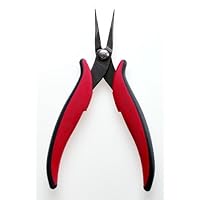 Hakko CHP PN-2002-M Long Needle-Nose Pliers, Pointed Nose, Rounded Outside Edge, Smooth Jaws, 32mm Jaw Length, 1mm Nose Width, 3mm Thick Steel, Red, Black